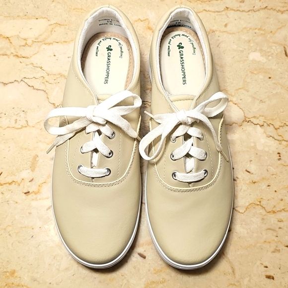 Grasshoppers Womens Tan Leather Lace-up Sneakers Size 9W - Picture 3 of 11